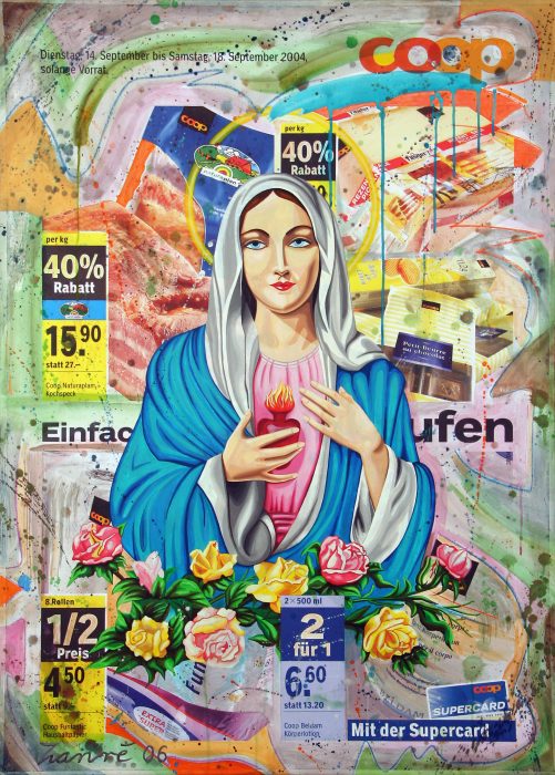 Einfach Maria Kaufen - 2006 - Acryl auf Coopplakat auf Leinwand - 129 x 92 cm