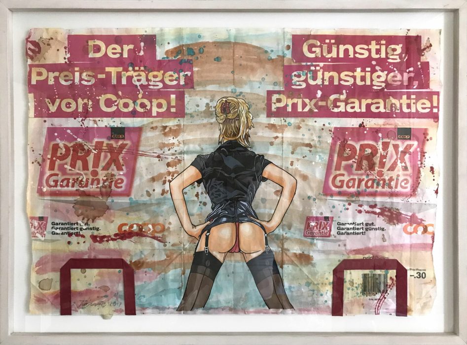 Prix Garantie - 2016 - Acryl , Collage auf Papiertragtaschen - 50 x 70 cm - (Privatbesitz)