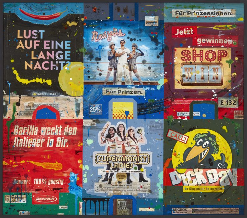 E 132 - Acry auf Papiertragtaschen auf Kunststoffplatte - 82,5 x 98 - 2021