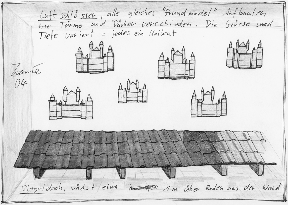 Gips, Styropor, Pappmache, Füllmaterial, Dachziegel , Dachlatten - ca. 3 x 3 x 1.2 m (Skizze)